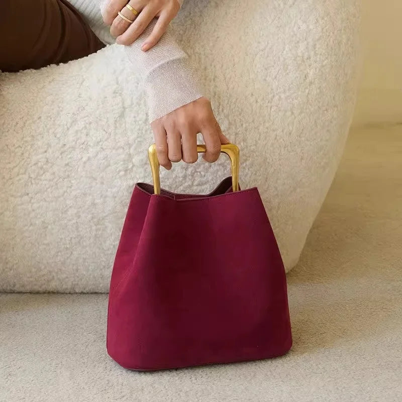 Luxury Women Handbags Velvet Elegant Wedding Party Dress Shoulder Clutch Bag Fashionable Metal Handle Purse Spring Summer New